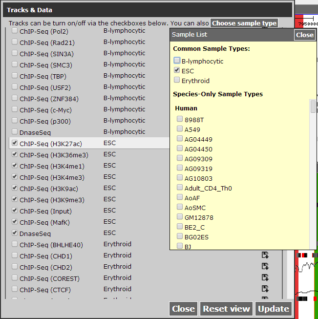 Select ESC as sample type